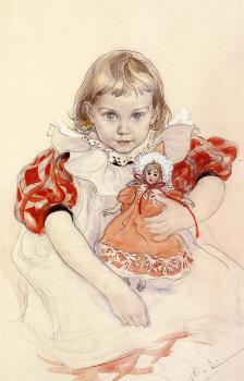 卡爾 拉爾森 A Young Girl with a Doll 卡爾 拉爾森 A Young Girl with a Doll